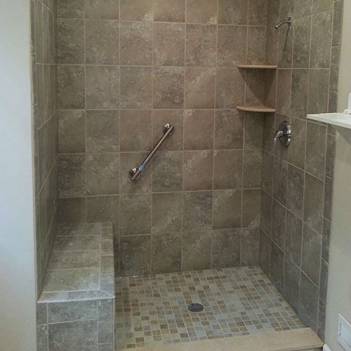 Shower surrounds with tile